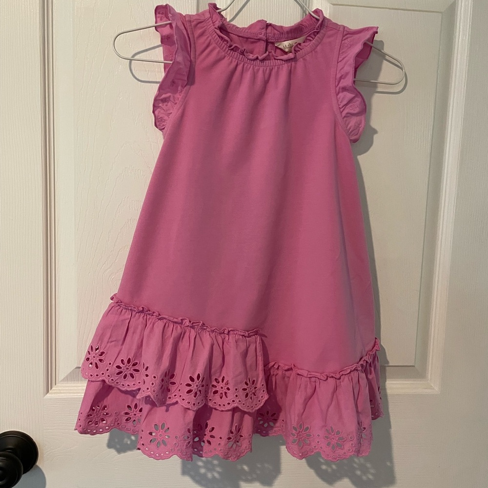 Matilda Jane Pink sleeveless top with double eyelet ruffles